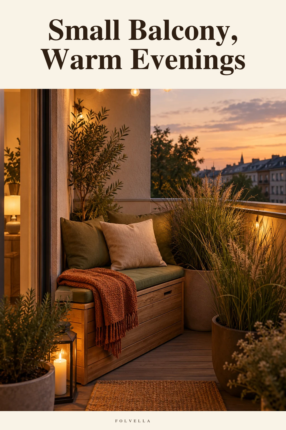 Small Balcony, Warm Evenings — original InspoMint illustration