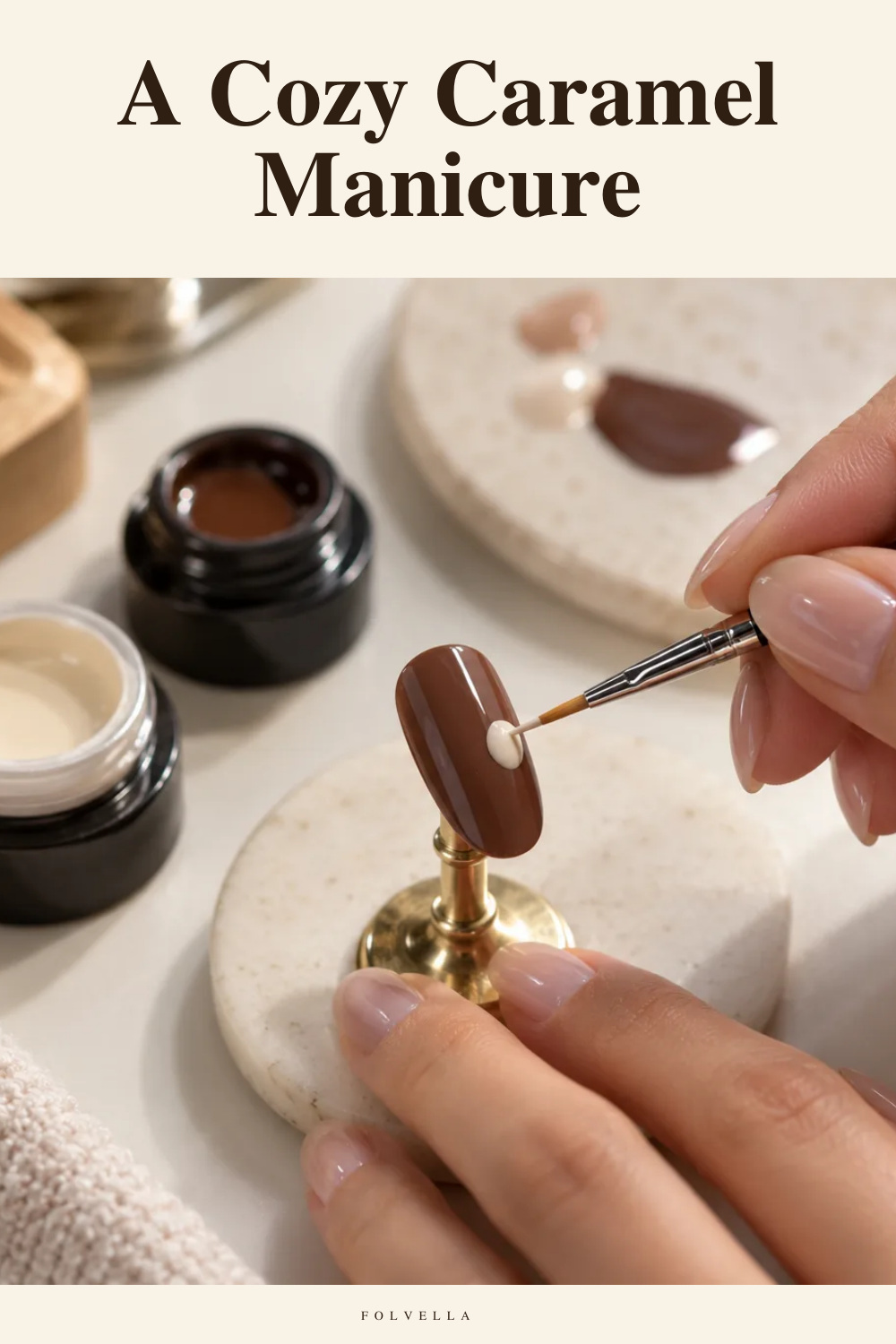 A Cozy Caramel Manicure — original InspoMint illustration