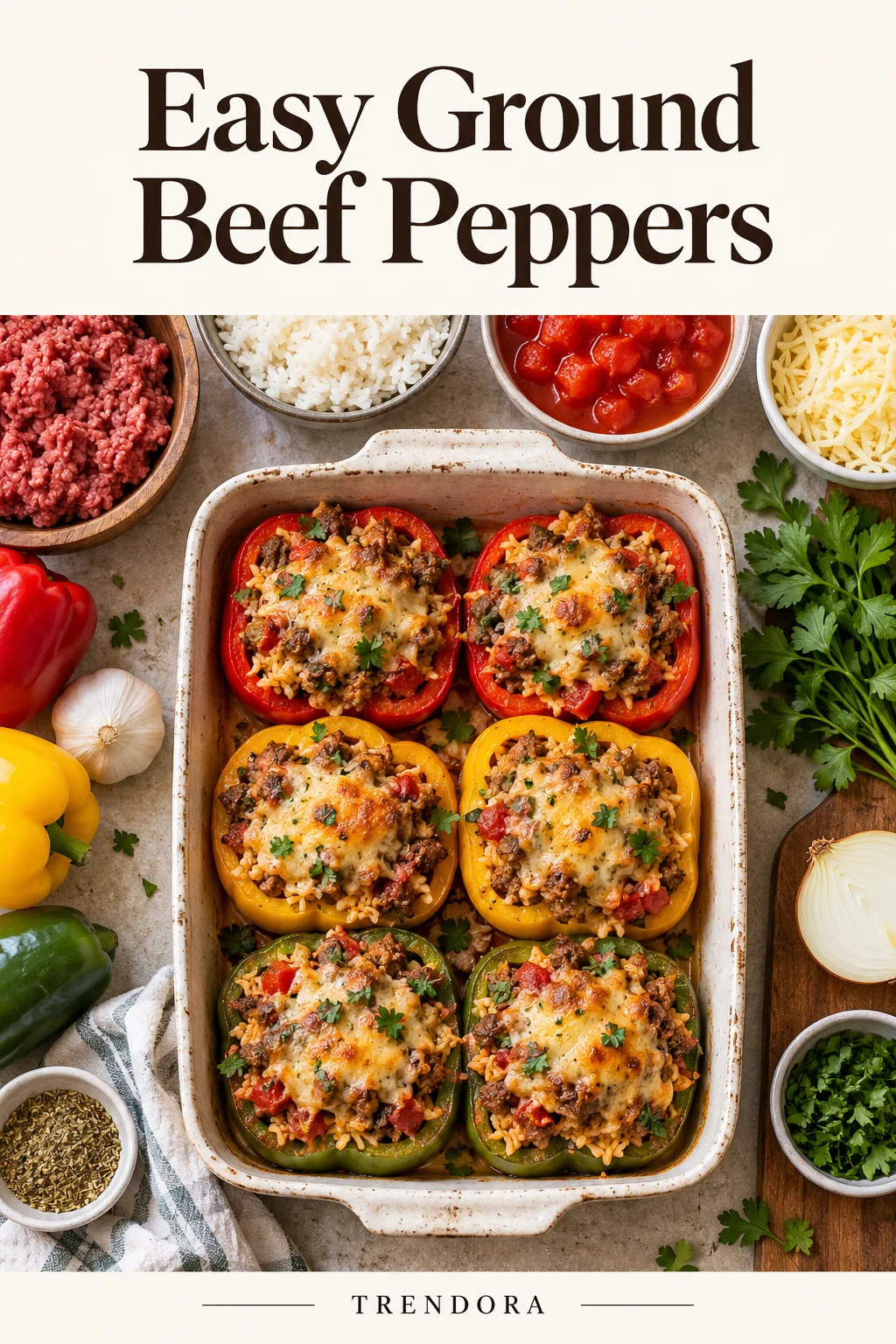 Easy Ground Beef Peppers — original InspoMint illustration