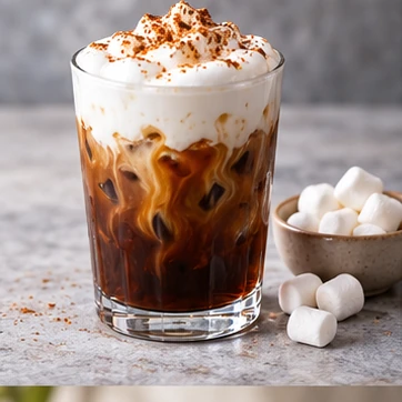 Add marshmallow cold foam to iced coffee