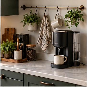 Design a coffee bar for a small kitchen