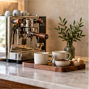 Create a luxury coffee station with fewer, better pieces