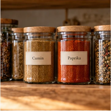 Label everyday spices with one consistent style