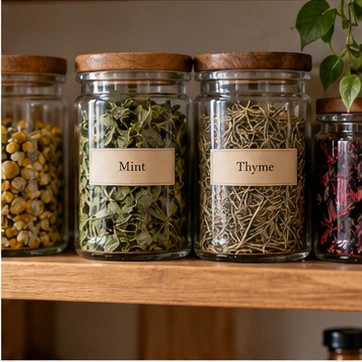 Create a second labeled row just for teas and culinary herbs