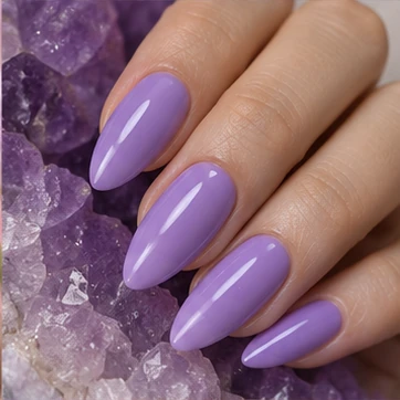 Deepen the lavender on long almond nails