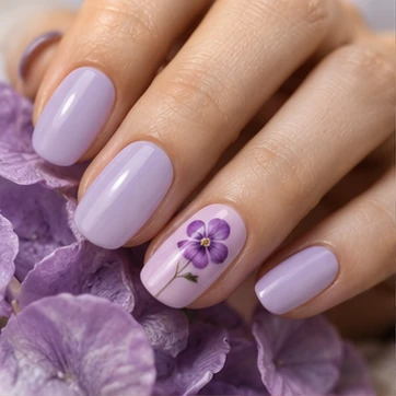 Add one purple-petal accent nail