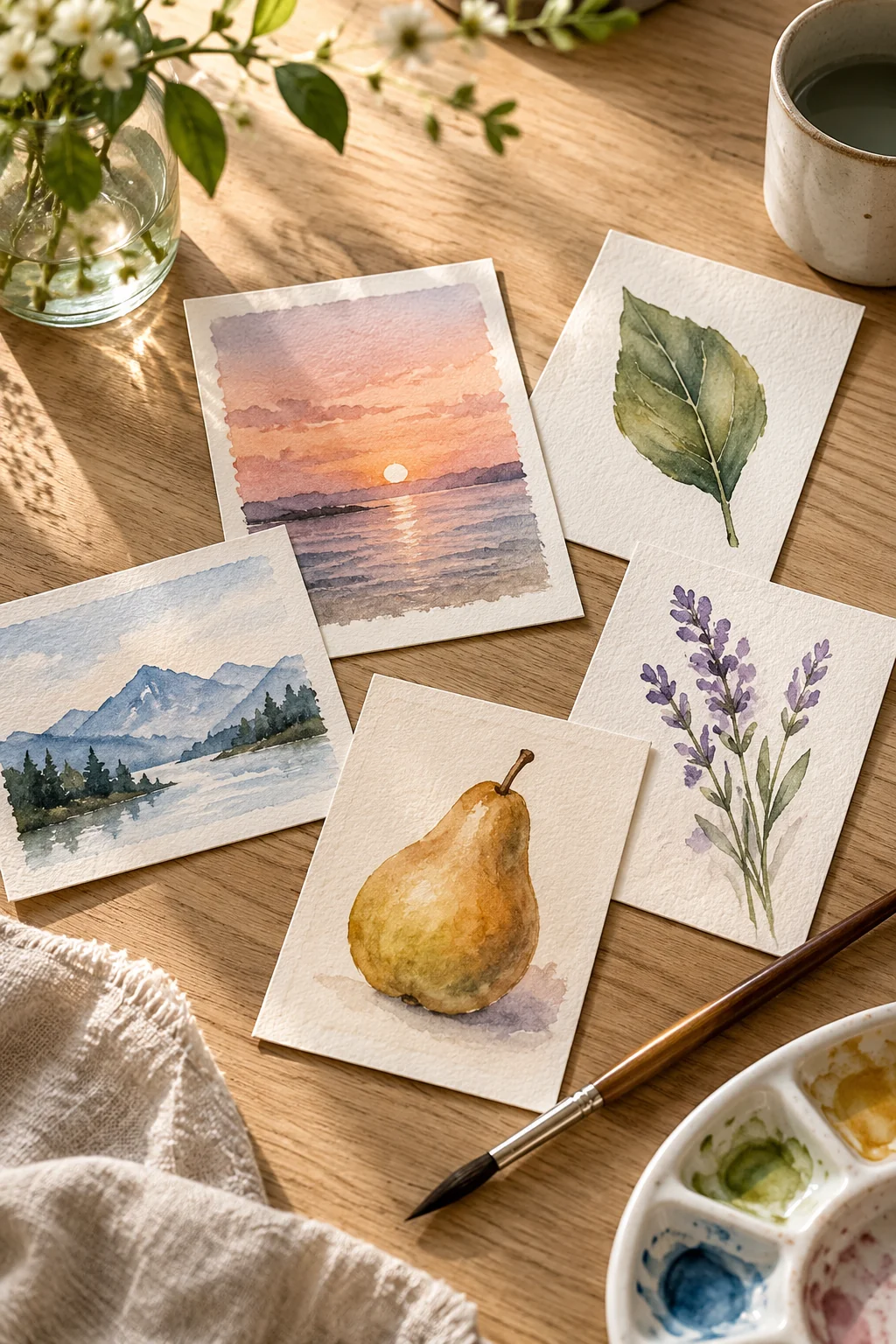 15 Mini Watercolor Painting Ideas for Beginners
